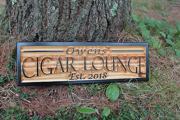 wood cigar lounge sign