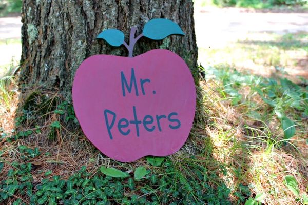 Apple Shaped- TEACHER SIGN - Teacher apple name sign - Image 4