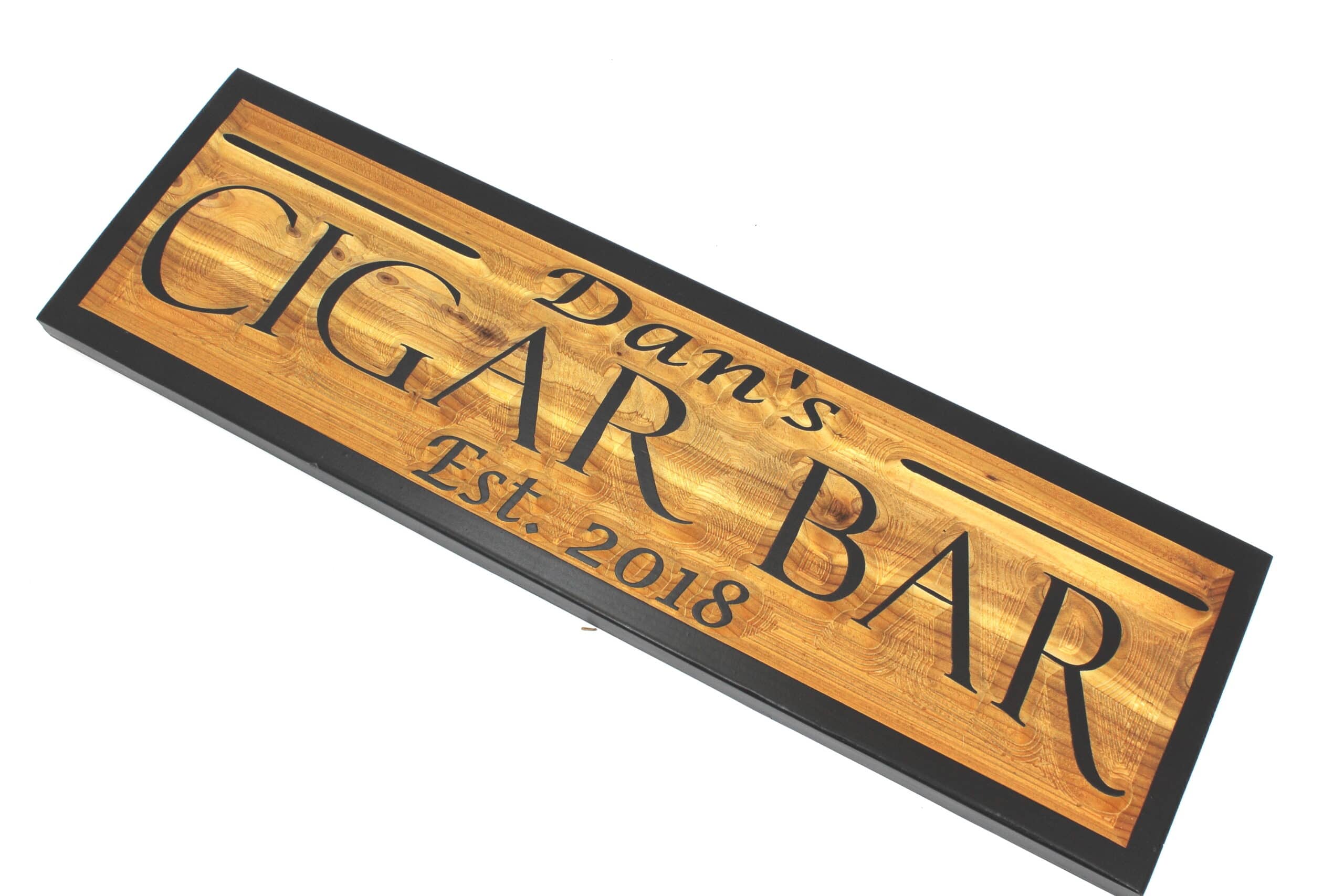 wooden cigar bar sign