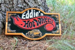 carved cedar man cave garage sign