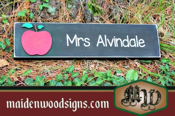 3X12 - Teacher Desk Name Sign apple themed
