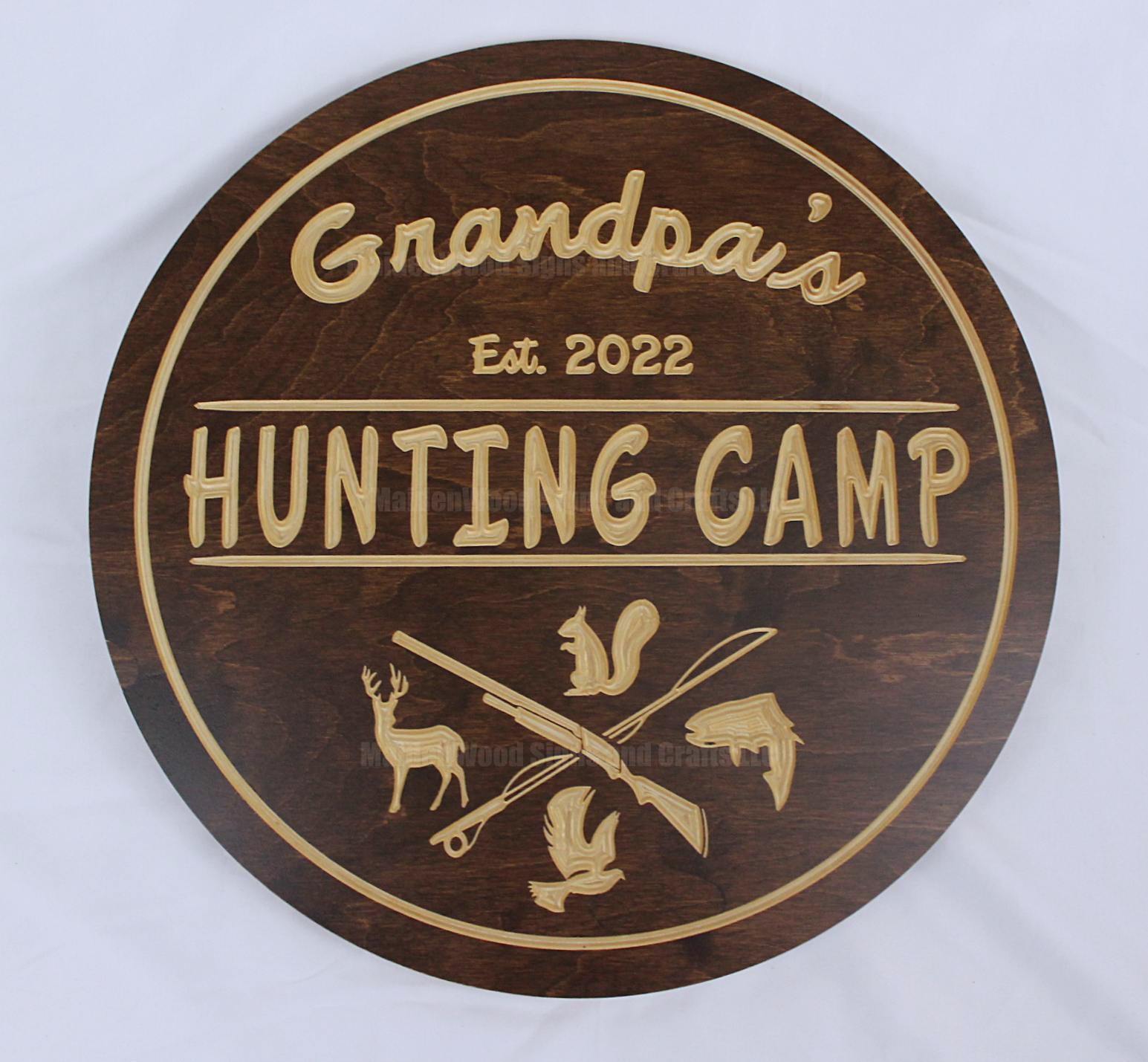 Personalized Hunting Camp Sign | custom round signs
