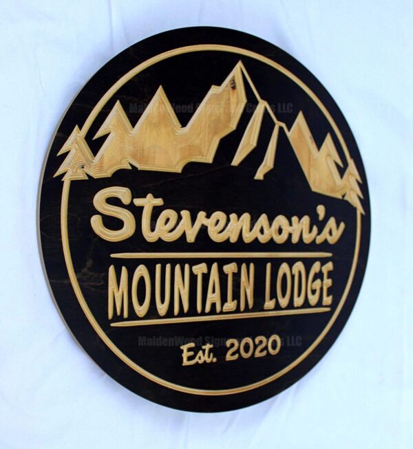 Personalized Mountain Lodge Sign | custom round signs