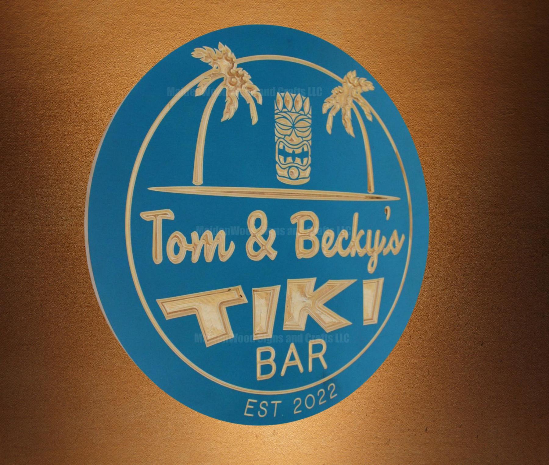 Personalized Tiki Bar Sign | Custom round bar signs