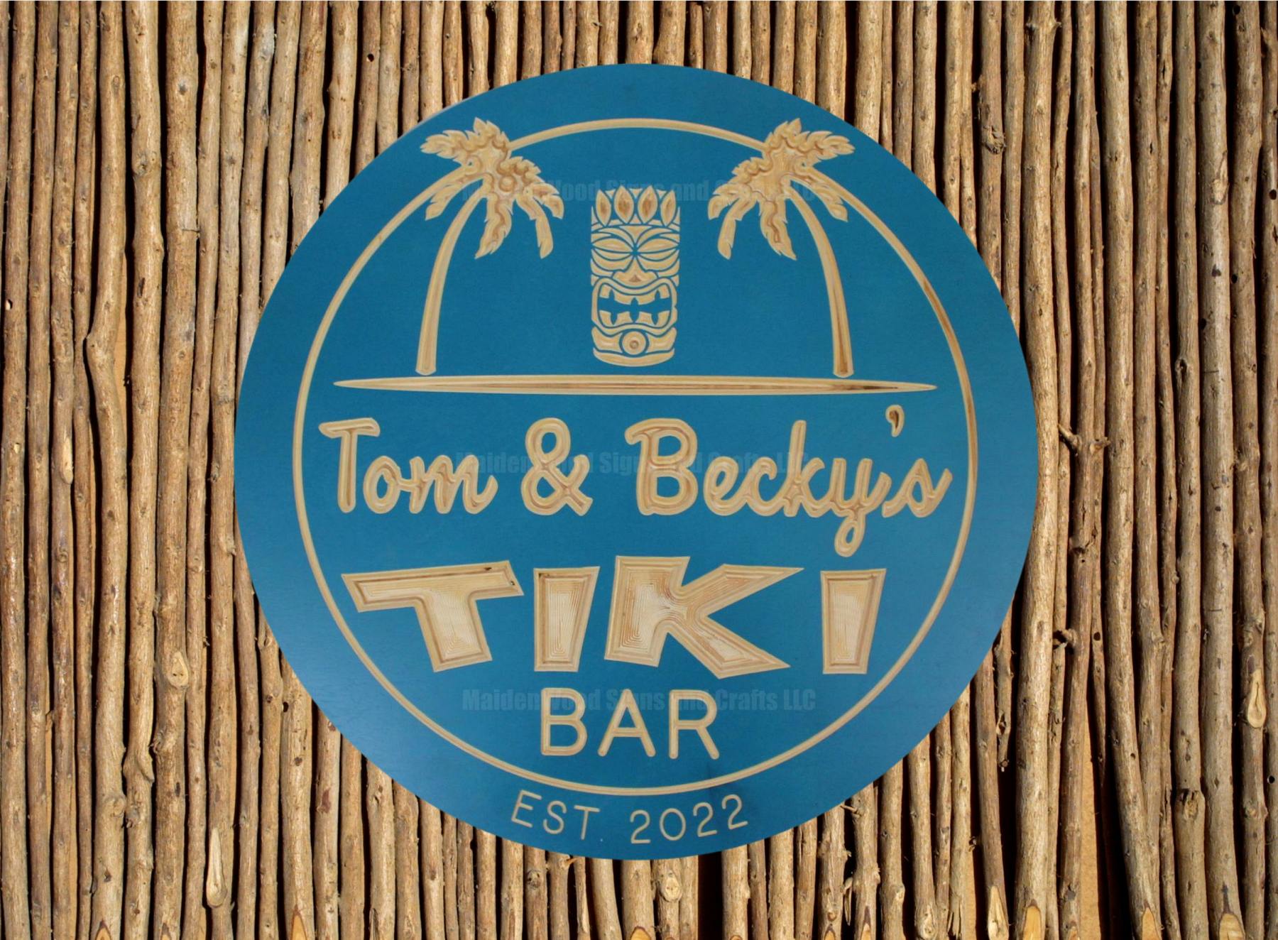 Personalized Tiki Bar Sign | Custom round bar signs - Image 2