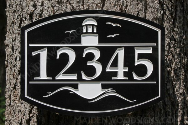 Lighthouse Address Sign Personalized PVC  |  indoor | outdoor
