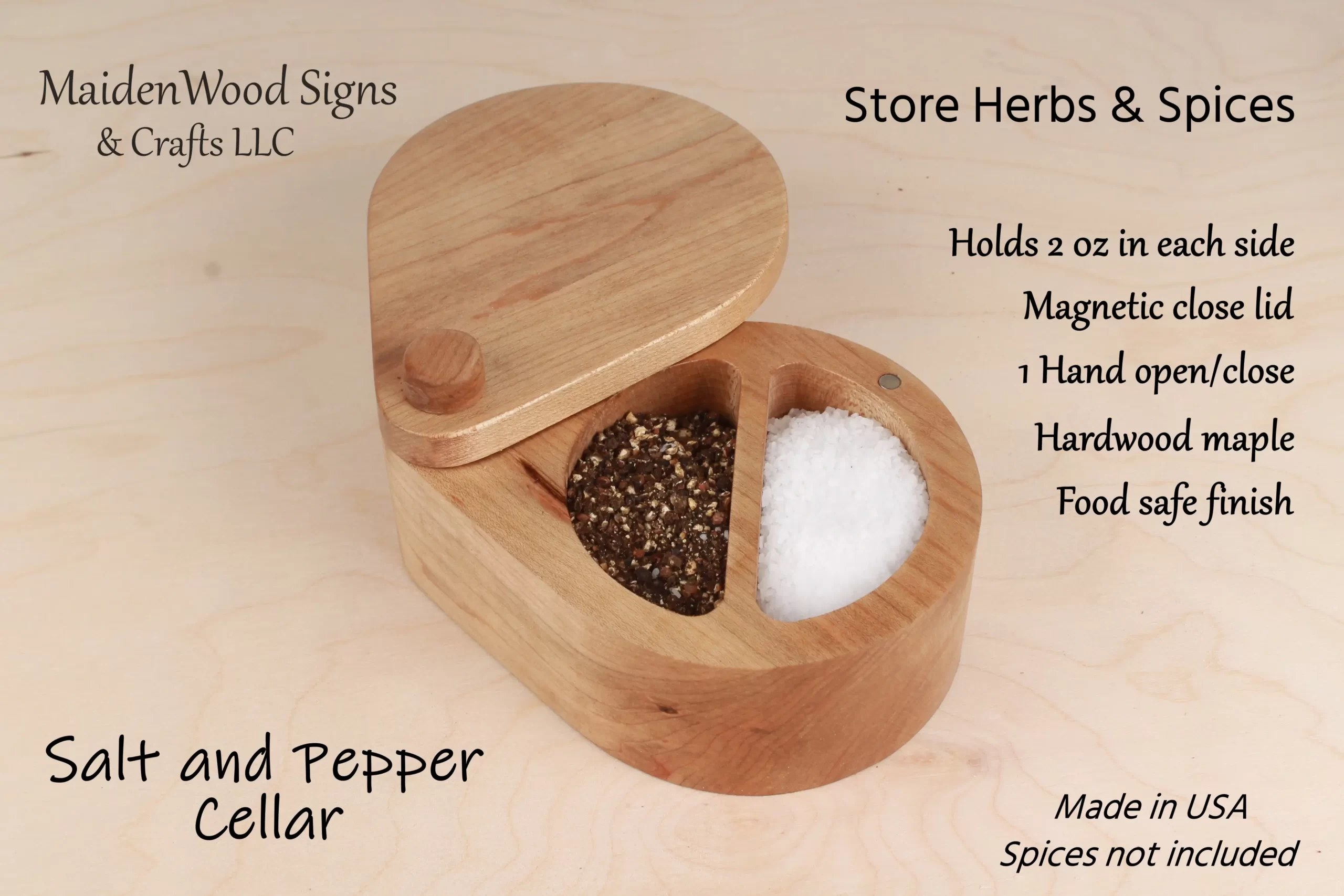 Salt and Pepper Cellar | 2 compartment Salt Box | Spice Storage - Image 2