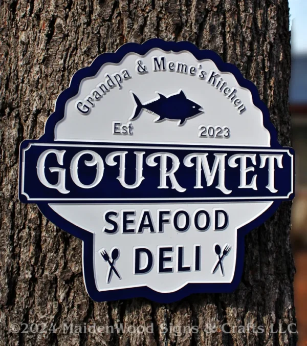Alternative view of Sea Shell design Personalized sign  pvc  |  indoor | outdoor  Customize the Text